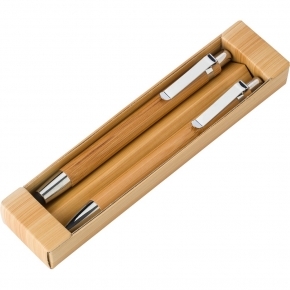 Bambusowy zestaw piśmienniczy, długopis touch pen i ołówek mechaniczny