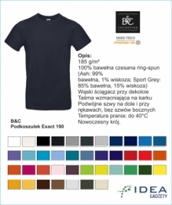KOSZULKA MĘSKA B&C  B&C 190g  #E190 T-Shirt. .