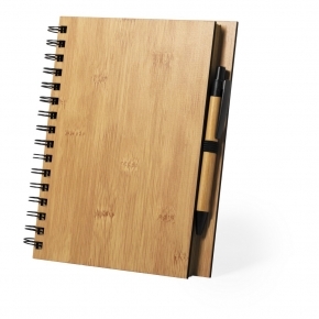 Bambusowy notatnik B7, długopis