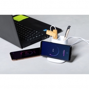 Ładowarka bezprzewodowa 5W, hub USB, pojemnik na przybory do pisania, stojak na telefon