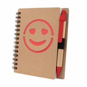 Notatnik ok. B7 `uśmiechnięta buzia` z długopisem | Dylan
